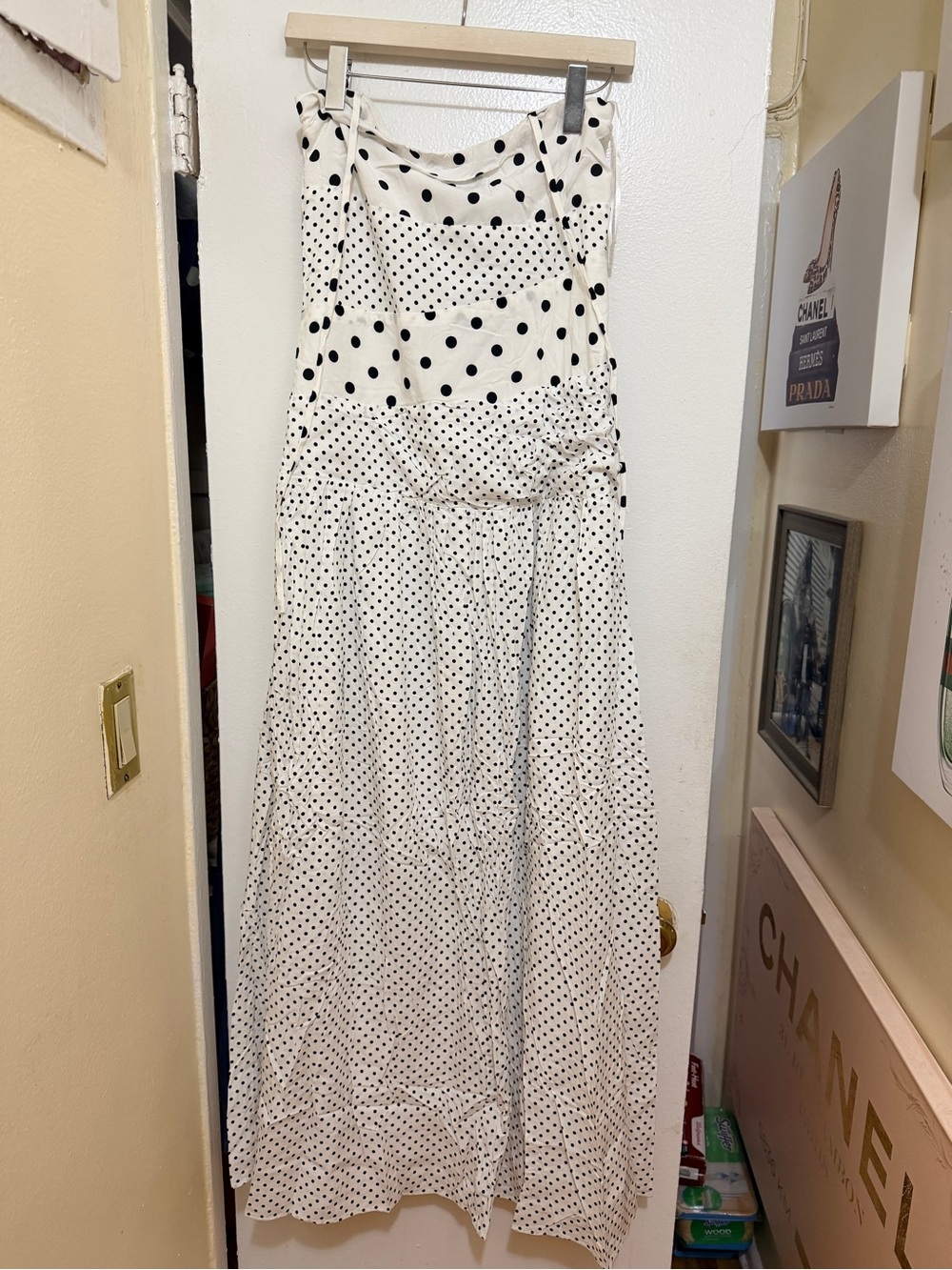 Princess Polly Lower Impact Polka Dot Halter Maxi Dress White Black NWT Size 12 - Picture 3 of 16